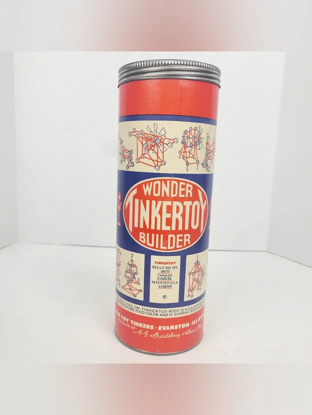 Vtg 50s~Wonder Tinkertoys Builder Construction Set~Spalding~117 Pieces+